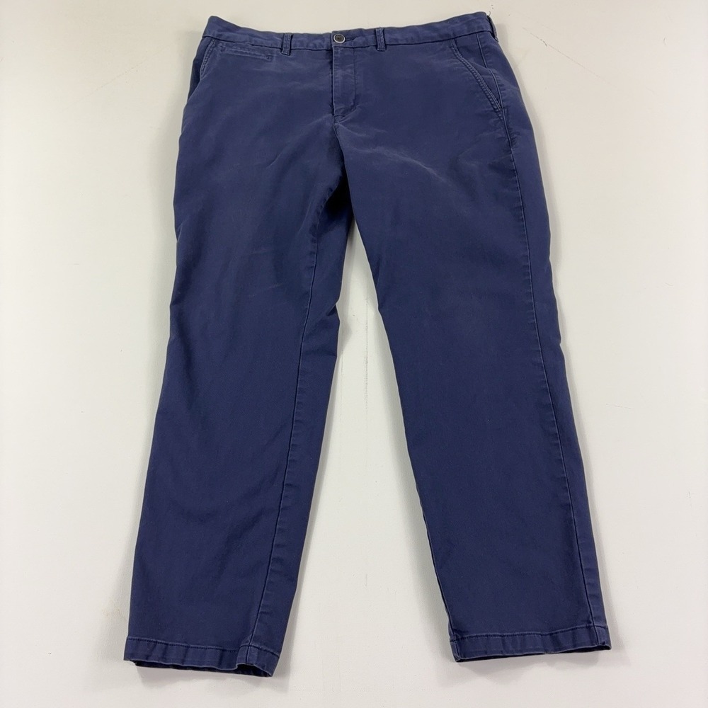 Perk Pants Mens 38x30 Blue Stretch Chino Slim Fit Flat Front Casual Pockets